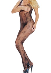 Open bust lace bodystocking with open crotch