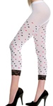 Opaque card suit print leggings with lace trim