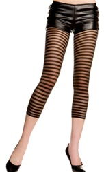 Sheer horizontal stripes capri leggings