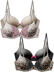 Wholesale Plus size 2 Pack bra with solid microfiber and printed