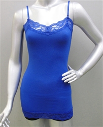 Wholesale Plus size full length Cotton spandex Camisole top with lace trims