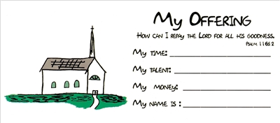 "My Offering" Psalm 116:12 (KJV) Children's Bill-Size Offering Envelope 100-pak-SAVE 50%