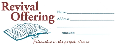 "Revival" Philippians 1:5 (KJV) Bill-Size Offering Envelope 100/pk.