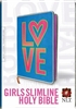 Girls Slimline Bible NLT by Tyndale. Hardcover, Blue/Neon. Save 50%