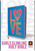 Girls Slimline Bible NLT by Tyndale. Hardcover, Blue/Neon. Save 50%