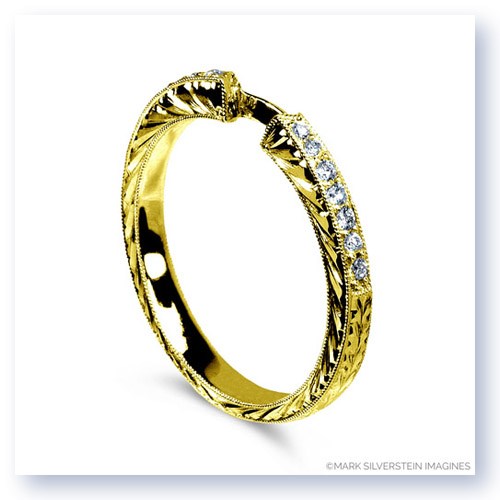 Mark Silverstein Imagines Engraved 18K Yellow Gold and White Diamond Half Eternity Band