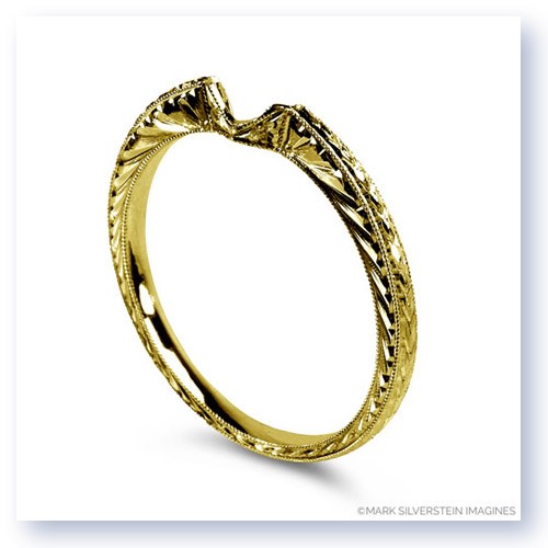Mark Silverstein Imagines Hand Engraved 18K Yellow Gold Notched Wedding Band
