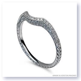 Mark Silverstein Imagines Engraved Thin 18K White Gold Diamond Curved Notch Wedding Band