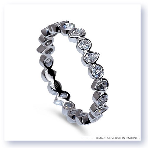 Mark Silverstein Imagines Round and Pear Shaped Stackable 18K White Gold Diamond Fashion Ring