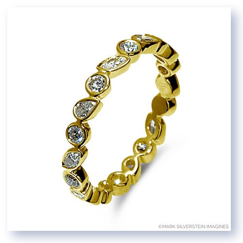 Mark Silverstein Imagines Round, Pear and Marquise Shaped Diamond 18K Yellow Gold Stackable Fashion Ring