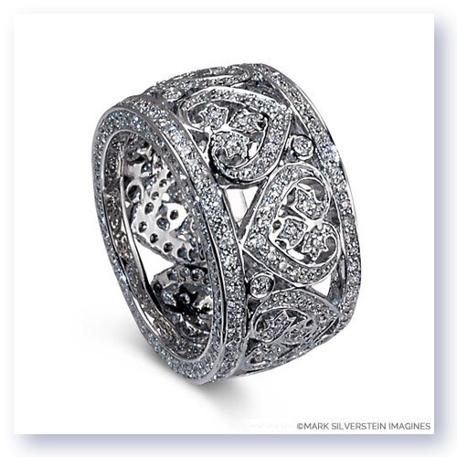 Mark Silverstein Imagines 18K White Gold and Diamond Heart Design Wide Fashion Band