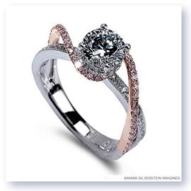Mark Silverstein Imagines 18K White and Rose Gold White and Pink Diamond Swirl Strand Engagement Ring
