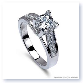Mark Silverstein Imagines 18K White Gold Crossed Prong Square Stoneand Diamond  Engagement Ring