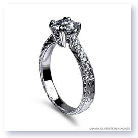 Mark Silverstein Imagines Engraved 18K White Gold Notched Engagment Ring