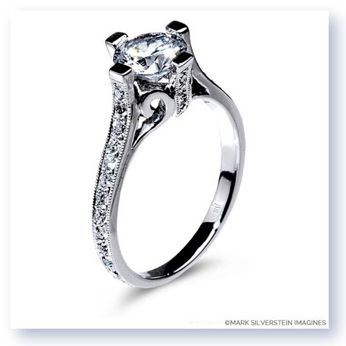 Mark Silverstein Imagines Polished 18K White Gold Cathedral Style Diamond Engagement Ring