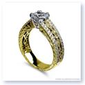 Mark Silverstein Imagines 18K Yellow Gold Engraved Vintage Yellow and White Diamond  Engagement Ring