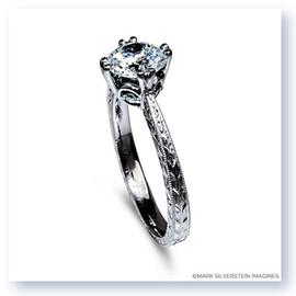 Mark Silverstein Imagines 18K White Gold Engraved Modern Diamond Engagement Ring