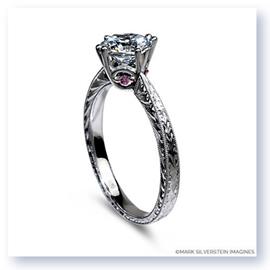 Mark Silverstein Imagines 18K White Gold Engraved Modern White and Pink Diamond Engagement Ring