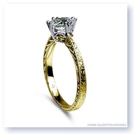 Mark Silverstein Imagines 18K Yellow Gold Engraved Modern White and Yellow Diamond Engagement Ring