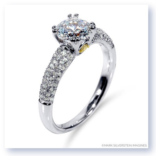 Mark Silverstein Imagines 18K White Gold Yellow Diamond Accent and Pav&#233; Tapered Engagement Ring