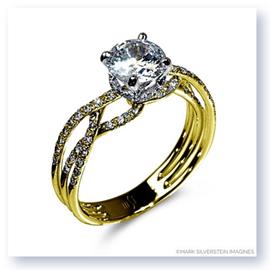 Mark Silverstein Imagines Polished 18K Yellow Gold Thin Crossover Diamond Engagement Ring