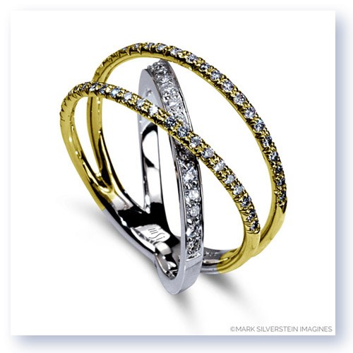Mark Silverstein Imagines 18K White and Yellow Gold Three Strand Crossover Diamond Band
