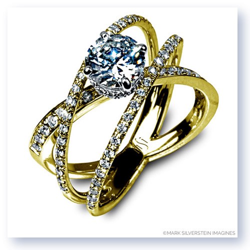 Mark Silverstein Imagines 18K Yellow Three Strand Crossover Diamond Engagement RIng