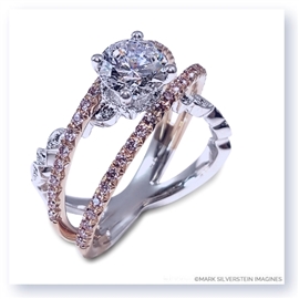 Mark Silverstein Imagines Two Tone 18K White and Rose Gold Three Strand Crossover Diamond Engagement Ring