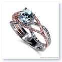 18K White and Rose Gold Wispy Crossover White and Pink Diamond Engagement Ring