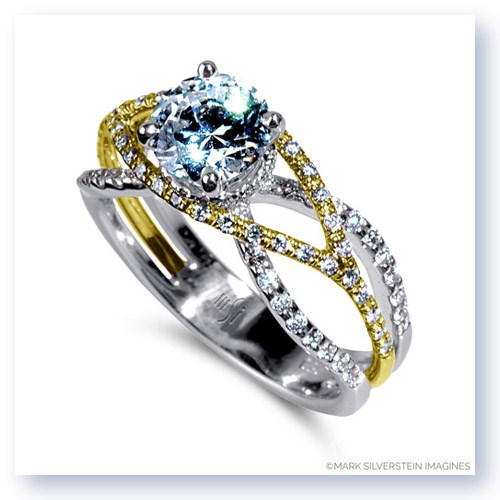 Mark Silverstein Imagines 18K White and Yellow Gold Wispy Crossover Diamond Engagement Ring