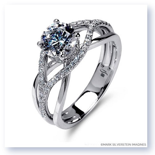 Mark Silverstein Imagines 18K White Gold Wispy Crossover Diamond and Polished Engagement Ring