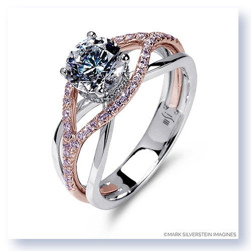Mark Silverstein Imagines 18K White and Rose Gold Wispy Crossover Diamond and Polished Engagement Ring