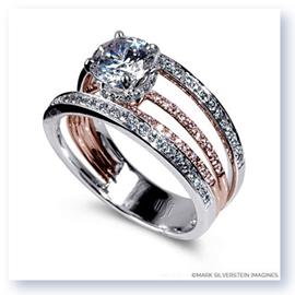 Mark Silverstein Imagines 18K White and Rose Gold Four Stepped Row Pink and White Diamond Engagement Ring