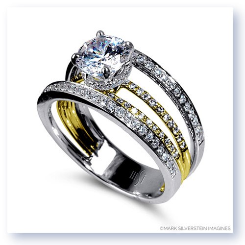 Mark Silverstein Imagines 18K White and Yellow Gold Four Stepped Row Diamond Engagement Ring
