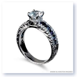 Mark Silverstein Imagines Hand Engraved 18K White Gold Sapphire and Diamond Engagement Ring