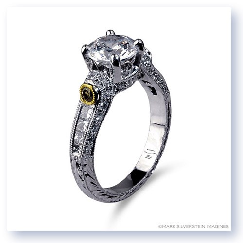 Mark Silverstein Imagines Hand Engraved 18K White and Yellow Gold White and Yellow Diamond Engagement Ring