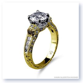 Mark Silverstein Imagines Hand Engraved 18K Yellow Gold White and Yellow Diamond Engagement Ring