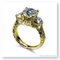 Mark Silverstein Imagines Hand Engraved 18K Yellow Gold Three Stone 2 Carat Setting Engagement Ring