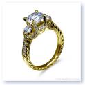 Mark Silverstein Imagines Hand Engraved 18K Yellow Gold Three Stone Engagement Ring
