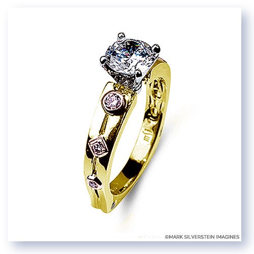 Mark Silverstein Imagines 18K Yellow and Rose Gold Pink Diamond Euro Style Engagement Ring