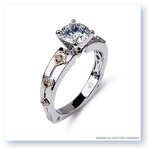 Mark Silverstein Imagines 18K White and Yellow Gold Euro Style Yellow Diamond Engagement Ring