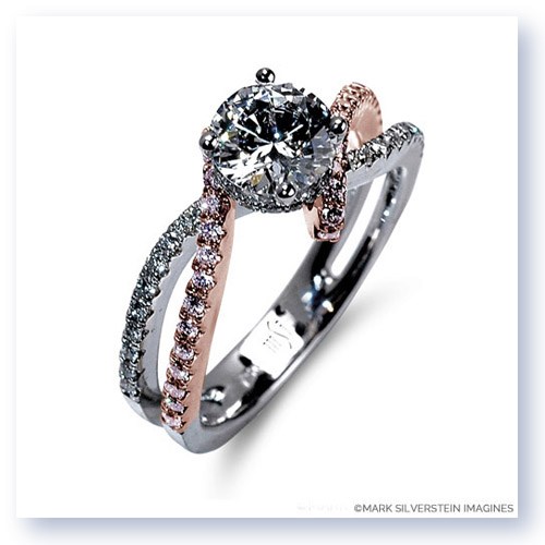 Mark Silverstein Imagines 18K White and Rose Gold Bypass Pink and White Diamond Engagement Ring