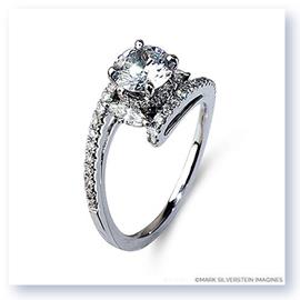 Mark Silverstein Imagines 18K White Gold Coiled Shank Marquise Diamond Engagement Ring