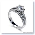 Mark Silverstein Imagines Hand Engraved 18K White Gold Three Band Diamond Engagment Ring