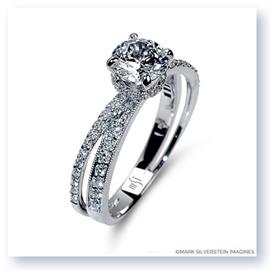 Mark Silverstein Imagines 18K White Gold Split Shank Angled Diamond Engagement Ring