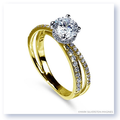 Mark Silverstein Imagines 18K Yellow Gold Split Shank Angled Diamond Engagement Ring