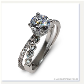 Mark Silverstein Imagines 18K White Gold Split Shank Angled Diamond Engagement Ring