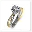 Mark Silverstein Imagines 18K White and Yellow Gold Split Shank Geometric Angled Diamond Engagement Ring