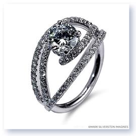 Mark Silverstein Imagines 18K White Gold Split Shank Bypass Diamond Engagement Ring