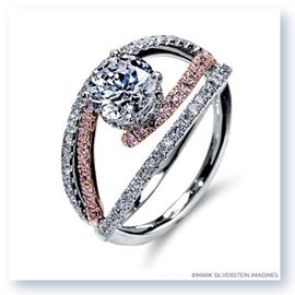 Mark Silverstein Imagines 18K White and Rose Gold Split Shank Bypass Diamond Engagement Ring